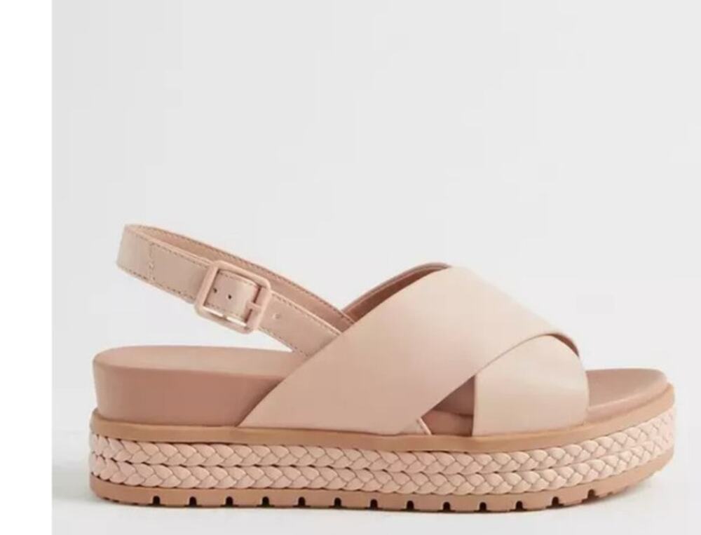 Torrid Women 12 WW Blush Pink Chunky Criss Cross Platform Sandals